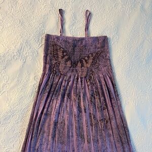 Purple Butterfly Silkscreened Spaghetti Strap Dress